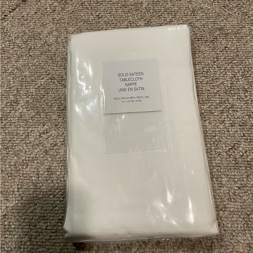 Classic White Sateen Tablecloth Square Table 152*259cm